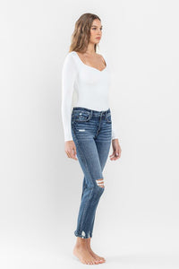 Flying Monkey Mid Rise Distressed Crop Slim Straight Jeans