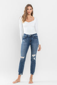 Flying Monkey Mid Rise Distressed Crop Slim Straight Jeans