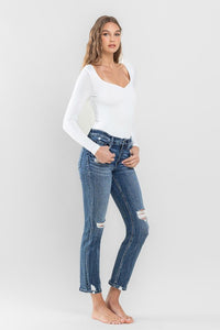 Flying Monkey Mid Rise Distressed Crop Slim Straight Jeans