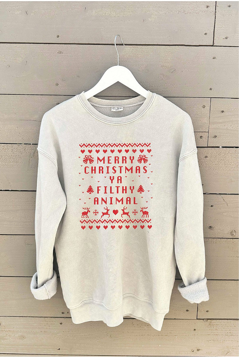 *Preorder* Merry Christmas Ya Filthy Animal Graphic Fleece Sweatshirt