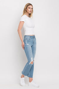 Flying Monkey Lani High Rise Distressed Cropped Straight Jeans