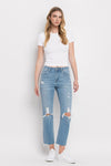 Flying Monkey Lani High Rise Distressed Cropped Straight Jeans