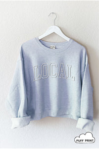 PREORDER Local Puff Print Mid Cropped Graphic Fleece Sweatshirt