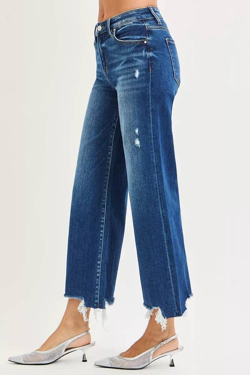 Risen High Rise Crop Wide Leg Jeans