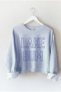 Lake Bum Mid Cropped Graphic Fleece Sweatshirt