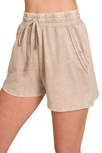 Zenana French Terry Acid Washed Relaxed Top & Shorts Set
