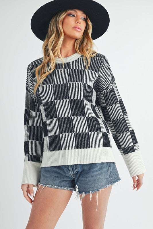 Aemi + Co Catalina Checkered Sweater 3204EK