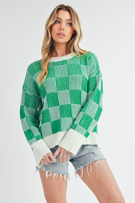 Aemi + Co Catalina Checkered Sweater 3204EK