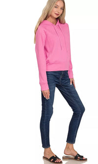 Zenana Scuba Hoodie in Candy Pink