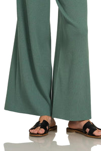 Viscose Sweater Knit Top & Pants Two-Piece Set in Ash Jade