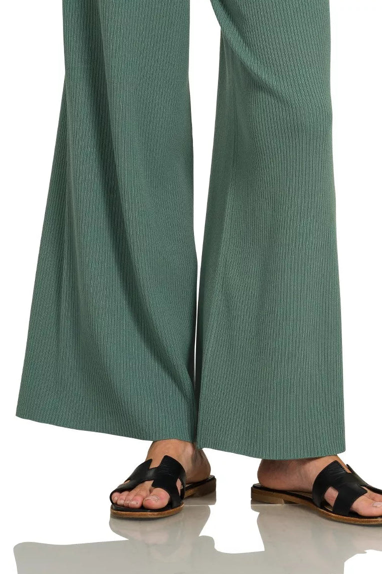 Viscose Sweater Knit Top & Pants Two-Piece Set in Ash Jade