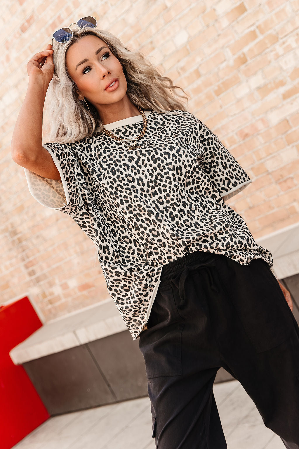 Ampersand Avenue Boyfriend Tee - Layover Leopard