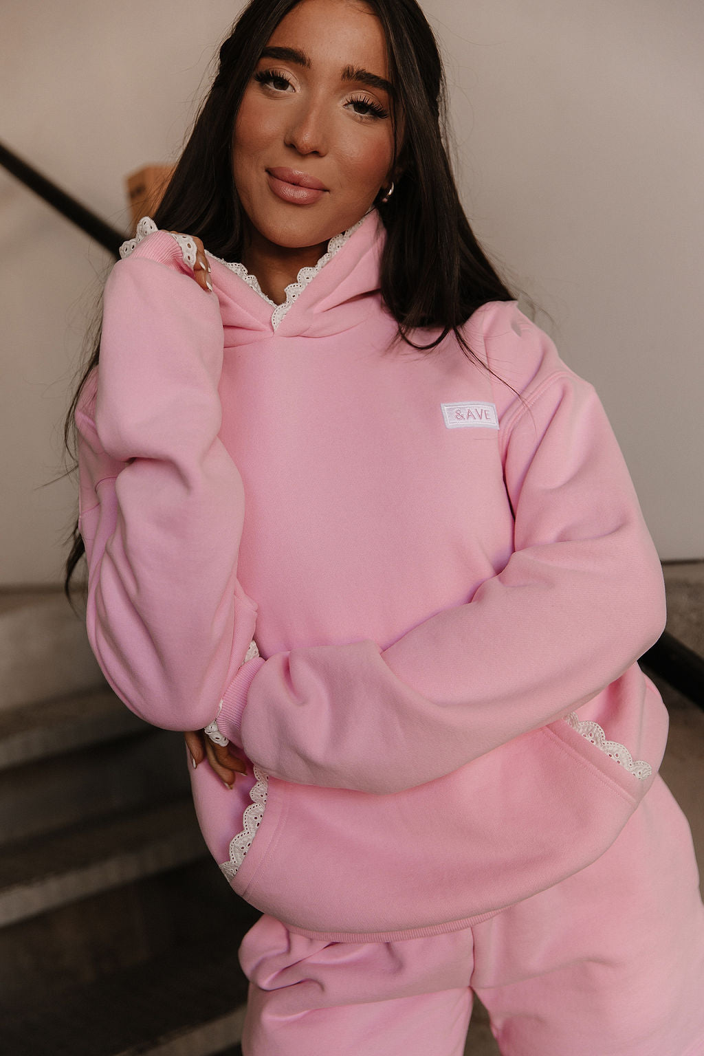 Ampersand Avenue Comfort Zone Hoodie - Bubblegum Lace