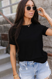 Ampersand Avenue Ribbed Lulu Tee - Noir