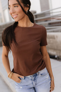 Ampersand Avenue Ribbed Lulu Tee - Coffee