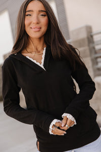 Ampersand Avenue Henley Hoodie - Midnight Lace