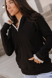 Ampersand Avenue Henley Hoodie - Midnight Lace