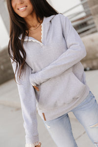 Ampersand Avenue Henley Hoodie - Skyline Lace