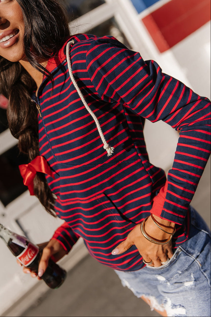 Ampersand Avenue Half Zip Sweatshirt - Sail Away Stripes