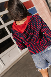 Ampersand Avenue Half Zip Sweatshirt - Sail Away Stripes
