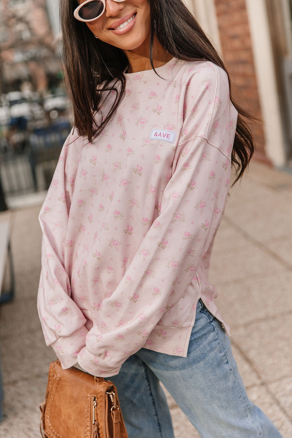 Ampersand Avenue University Side Slit Pullover - Tea Rose