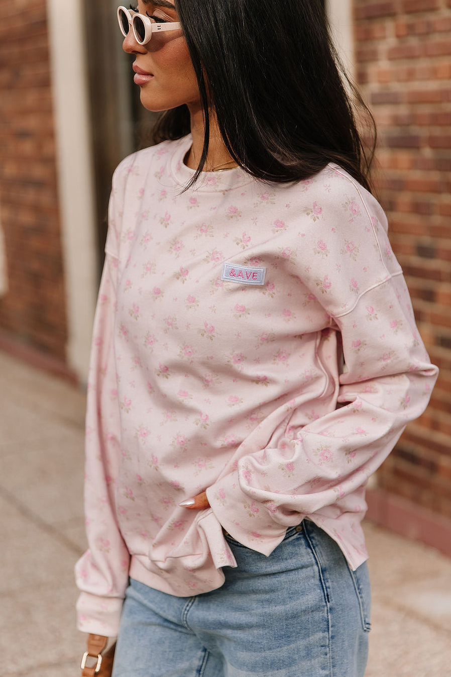 Ampersand Avenue University Side Slit Pullover - Tea Rose