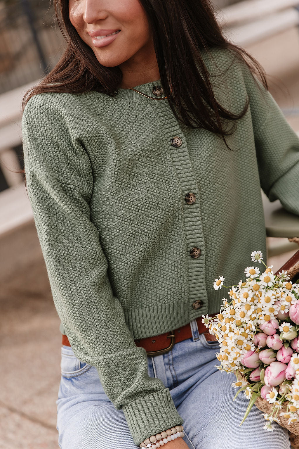 Ampersand Avenue Cloud Knit Cardigan - Fern