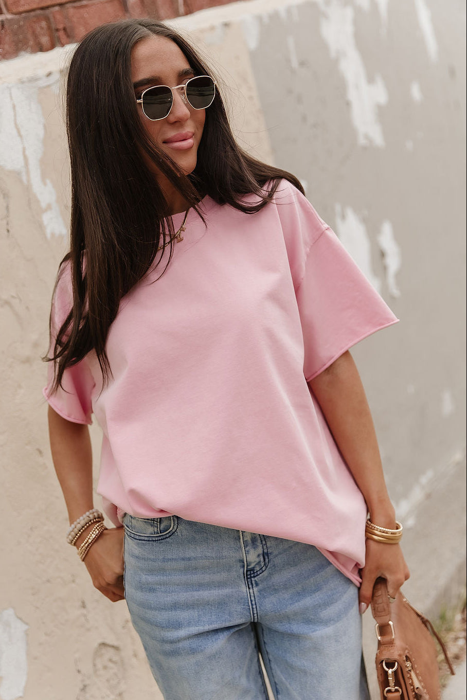 Ampersand Avenue Boyfriend Tee - Pink