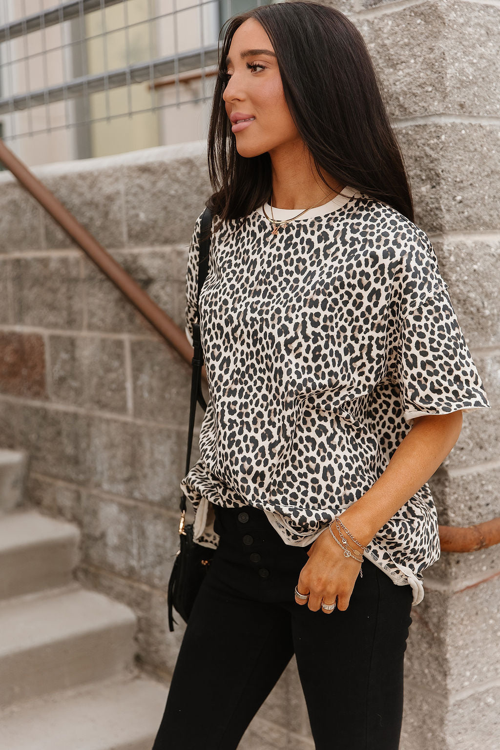 Ampersand Avenue Boyfriend Tee - Layover Leopard