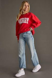 Merry Varsity Sweatshirt in Red