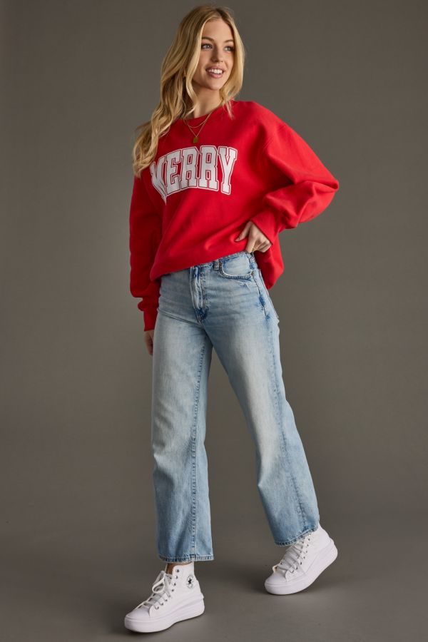 Merry Varsity Sweatshirt in Red