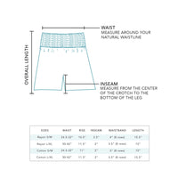 Lotus and Luna Smocked Waist Shorts Size Chart 
