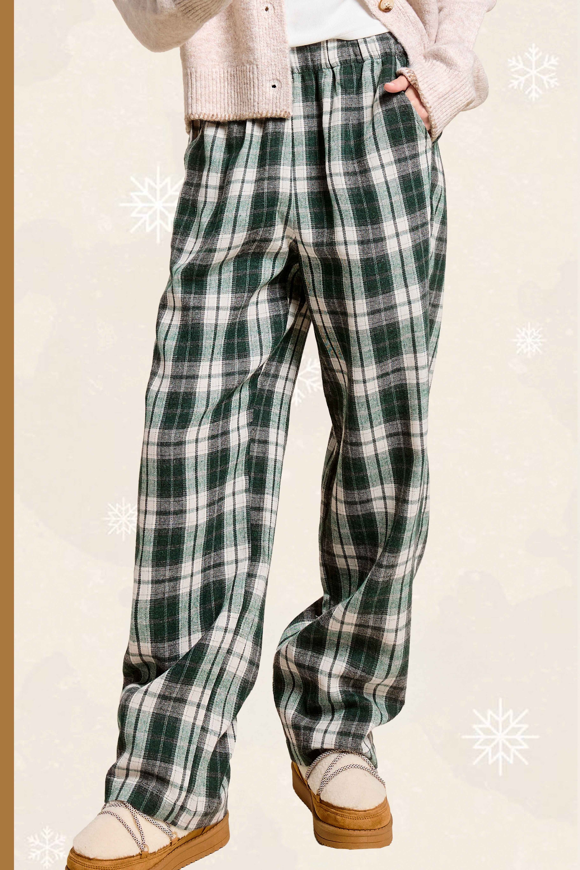 Plaid Flannel Wide Leg Lounge Checkered Pants