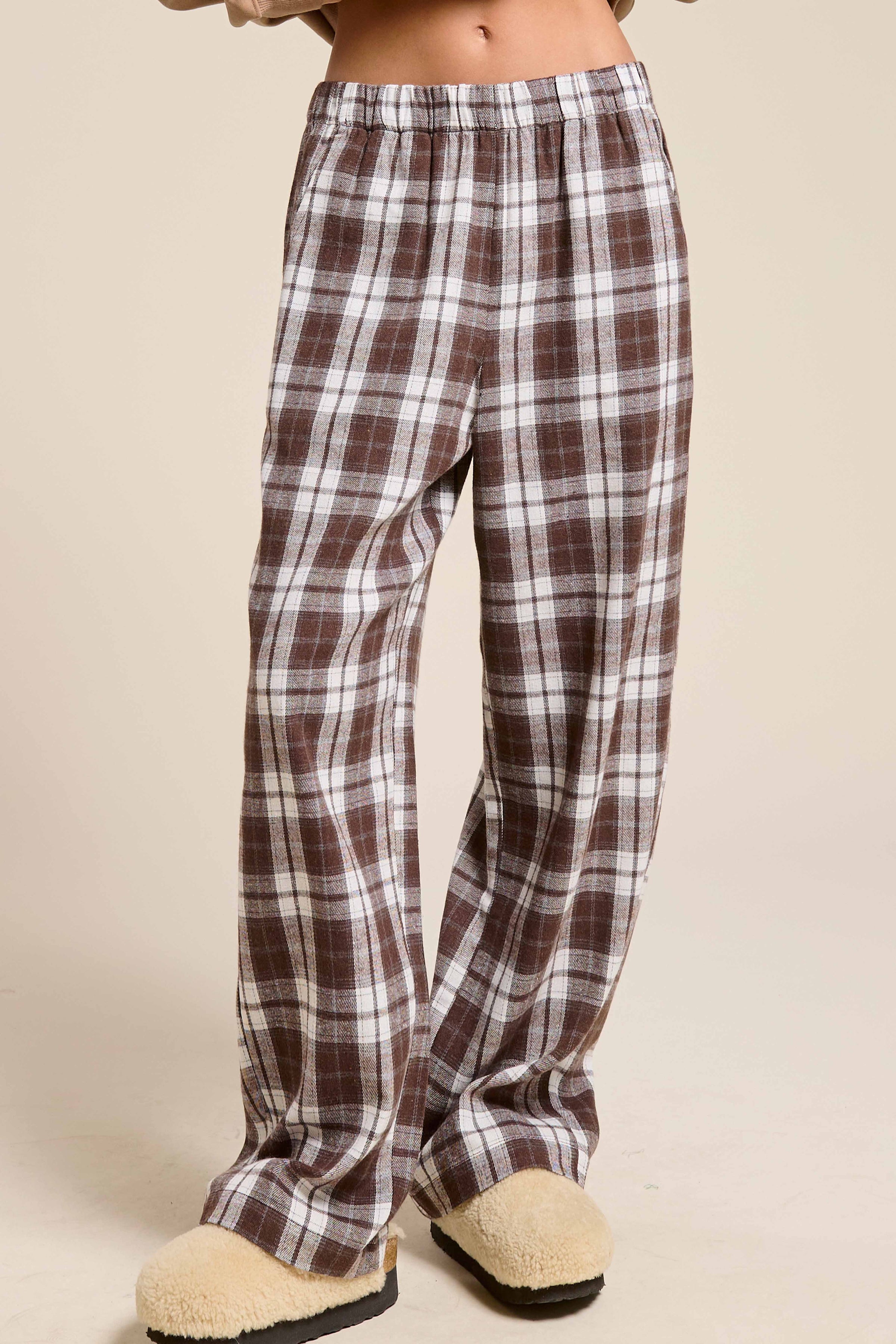 Plaid Flannel Wide Leg Lounge Checkered Pants