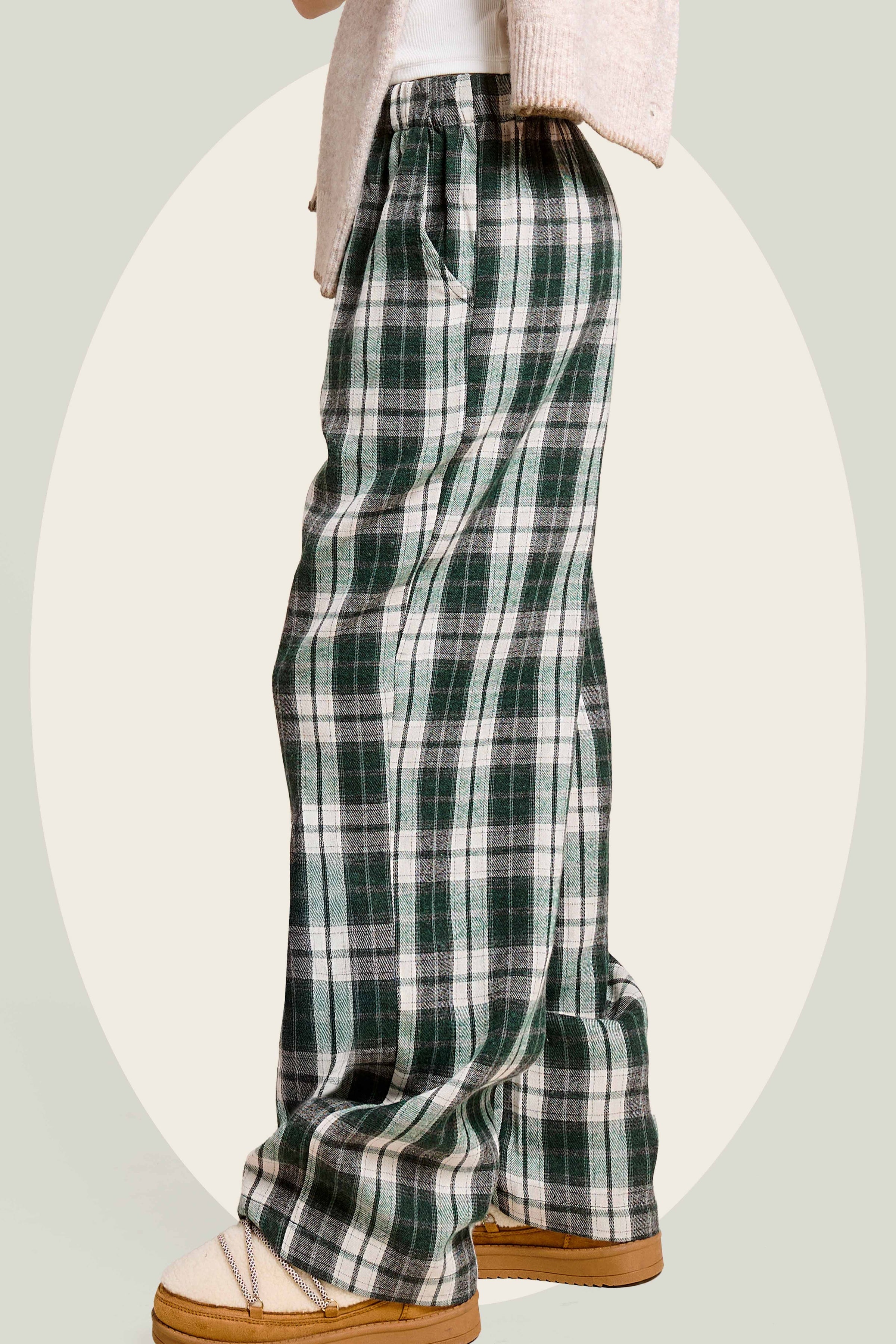 Plaid Flannel Wide Leg Lounge Checkered Pants