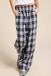 Plaid Flannel Wide Leg Lounge Checkered Pants