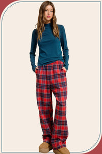 Plaid Flannel Wide Leg Lounge Checkered Pants