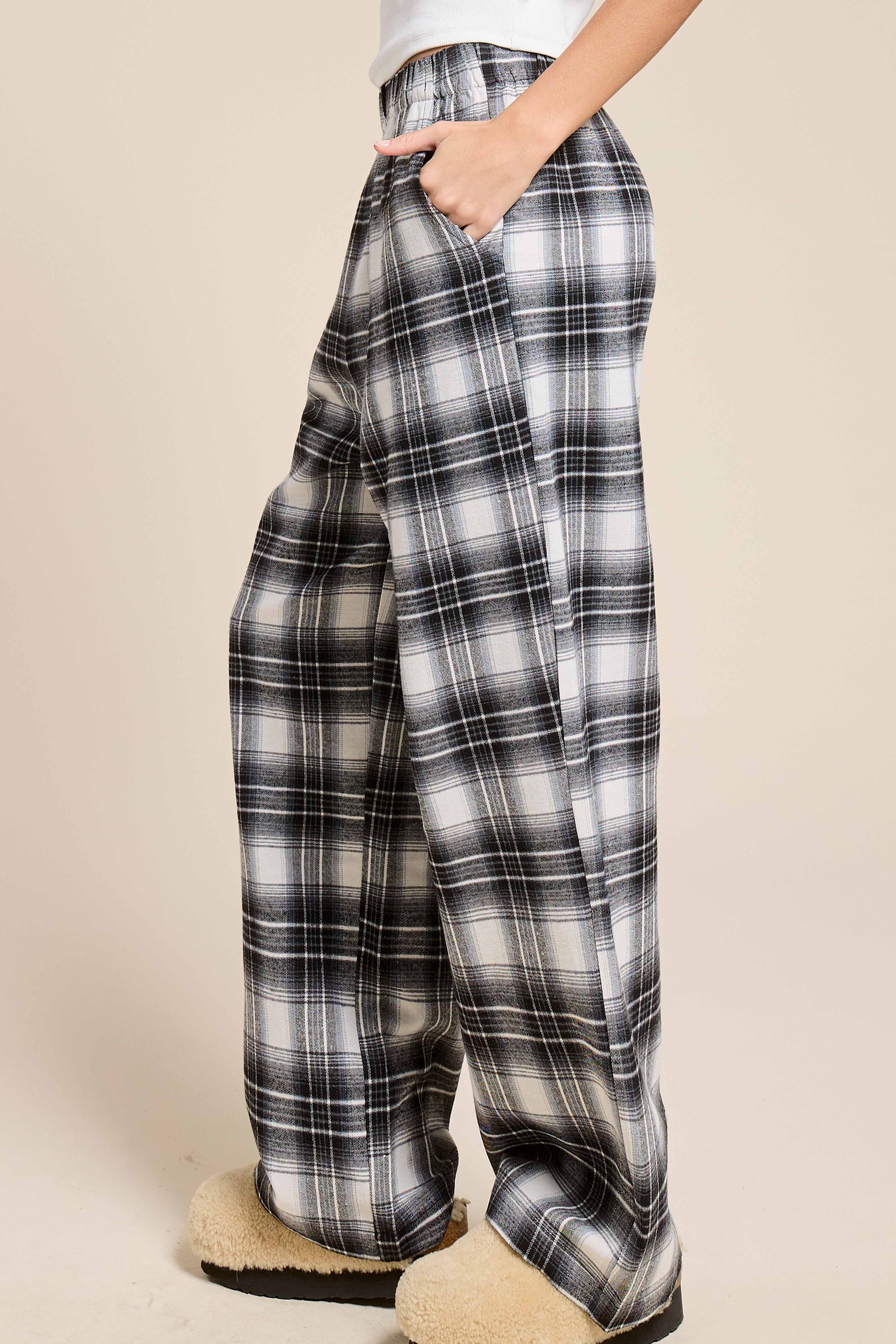 Plaid Flannel Wide Leg Lounge Checkered Pants