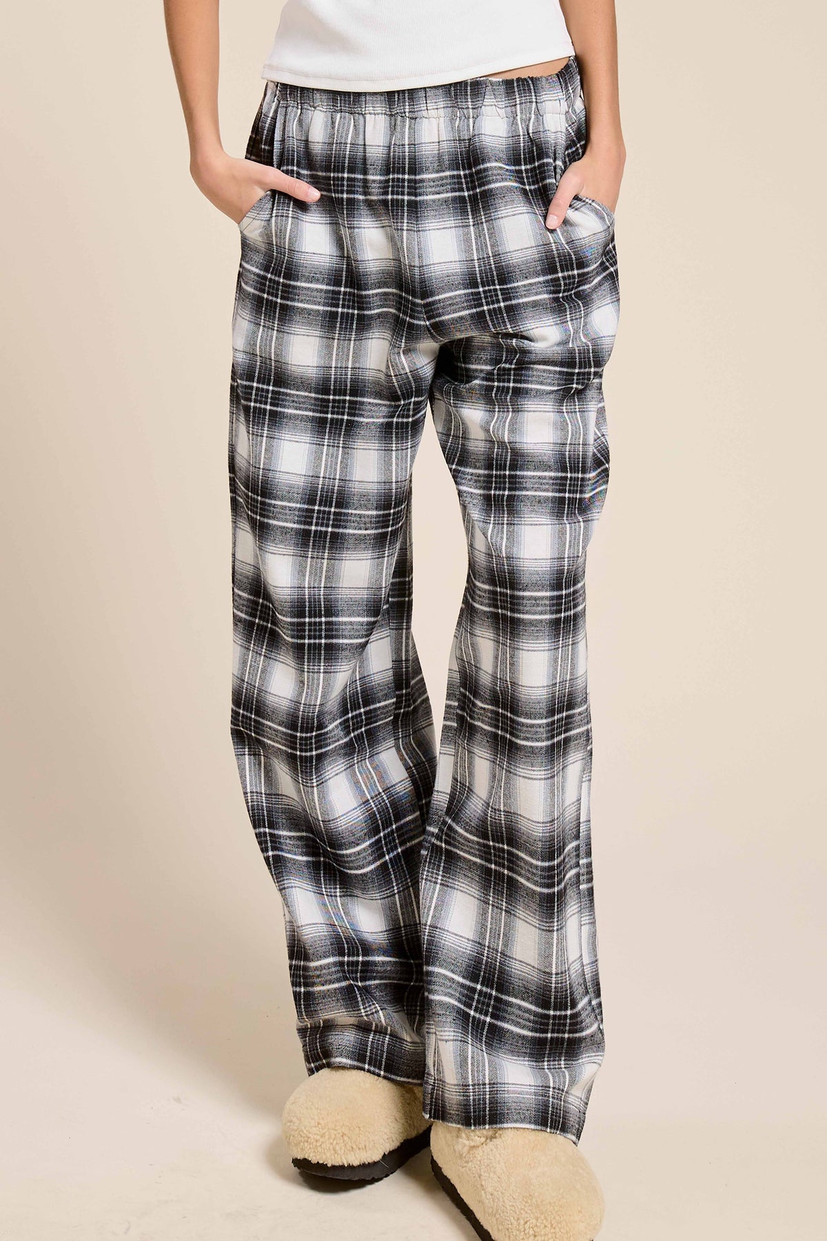 Plaid Flannel Wide Leg Lounge Checkered Pants