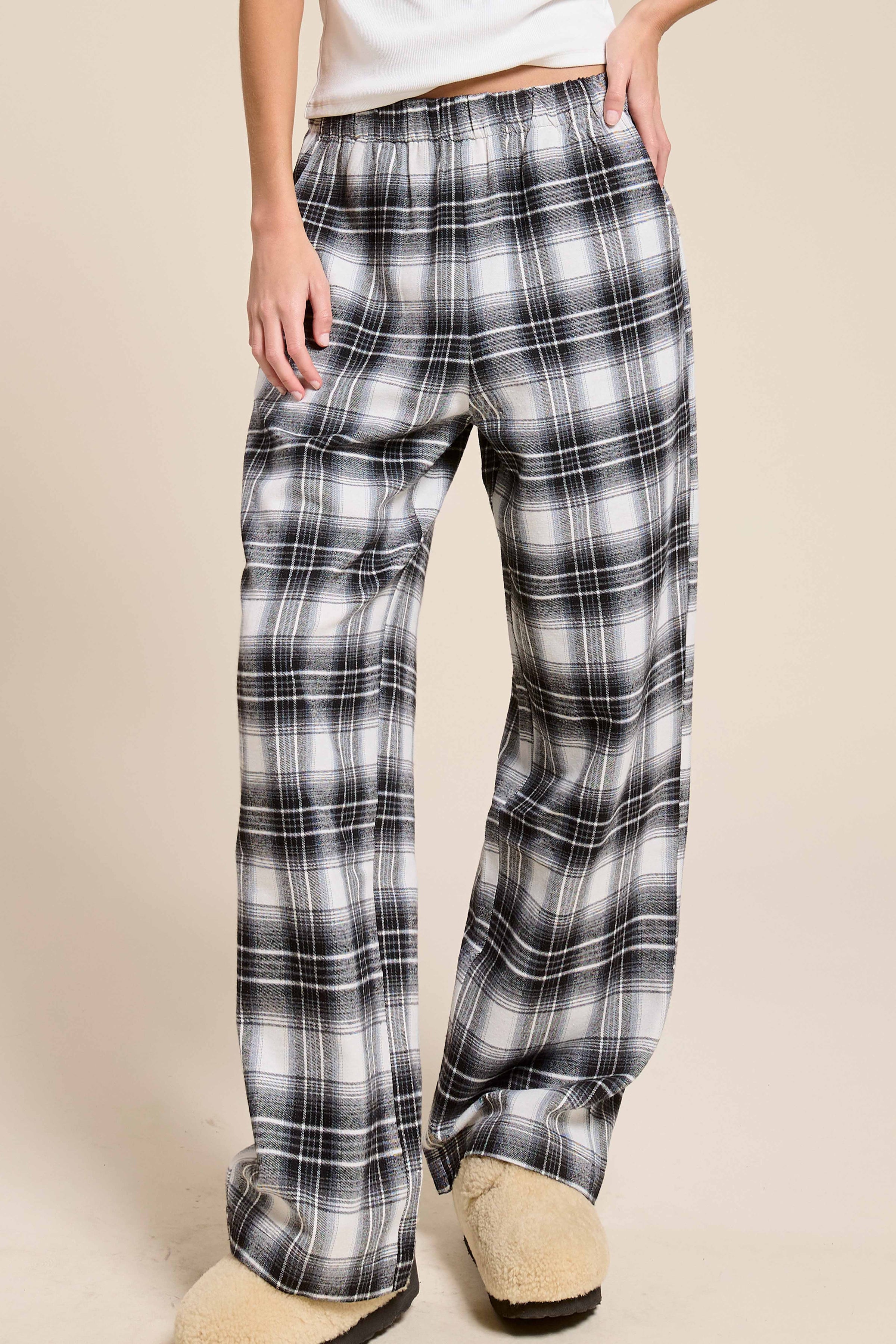 Plaid Flannel Wide Leg Lounge Checkered Pants