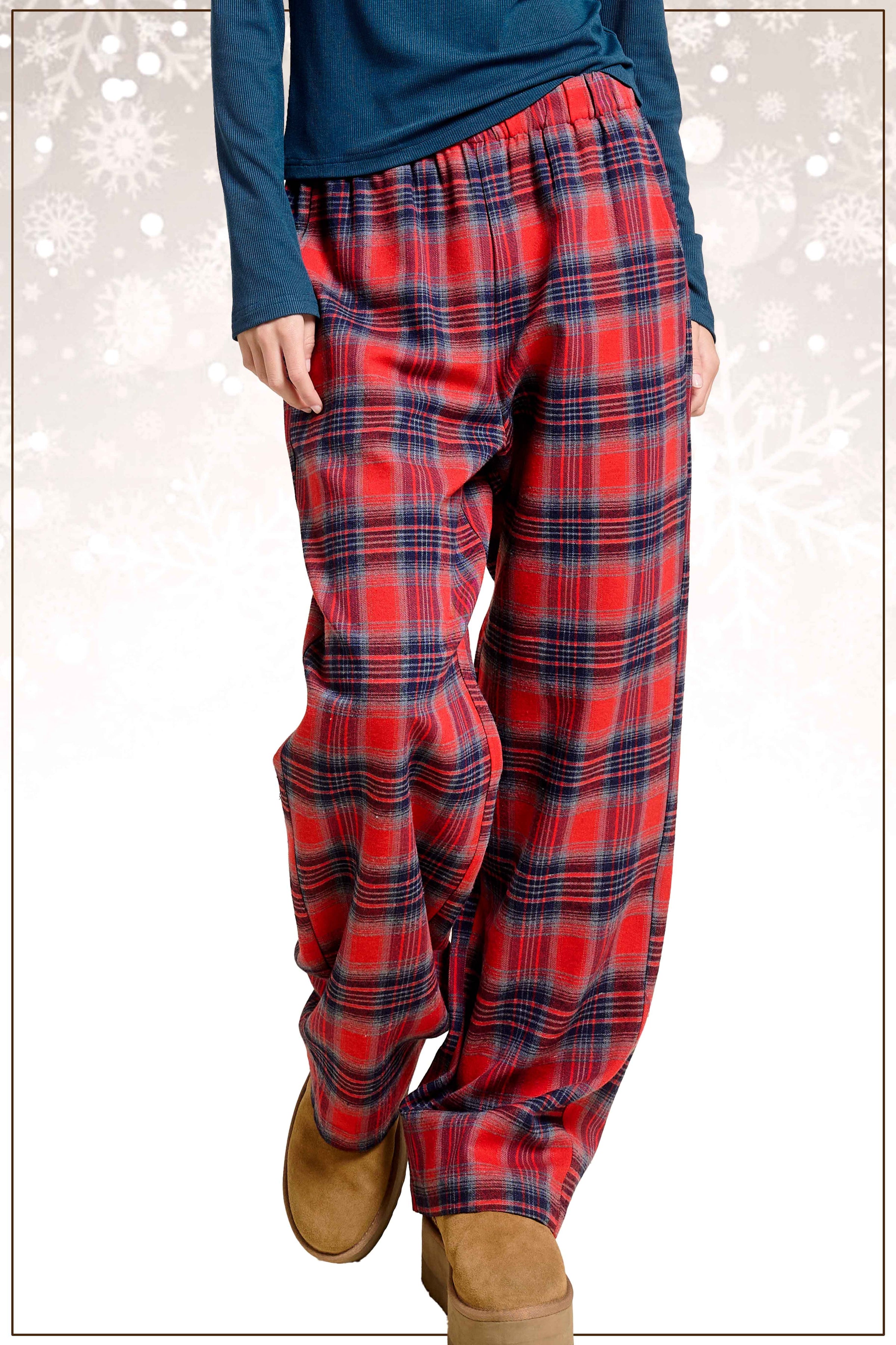 Plaid Flannel Wide Leg Lounge Checkered Pants