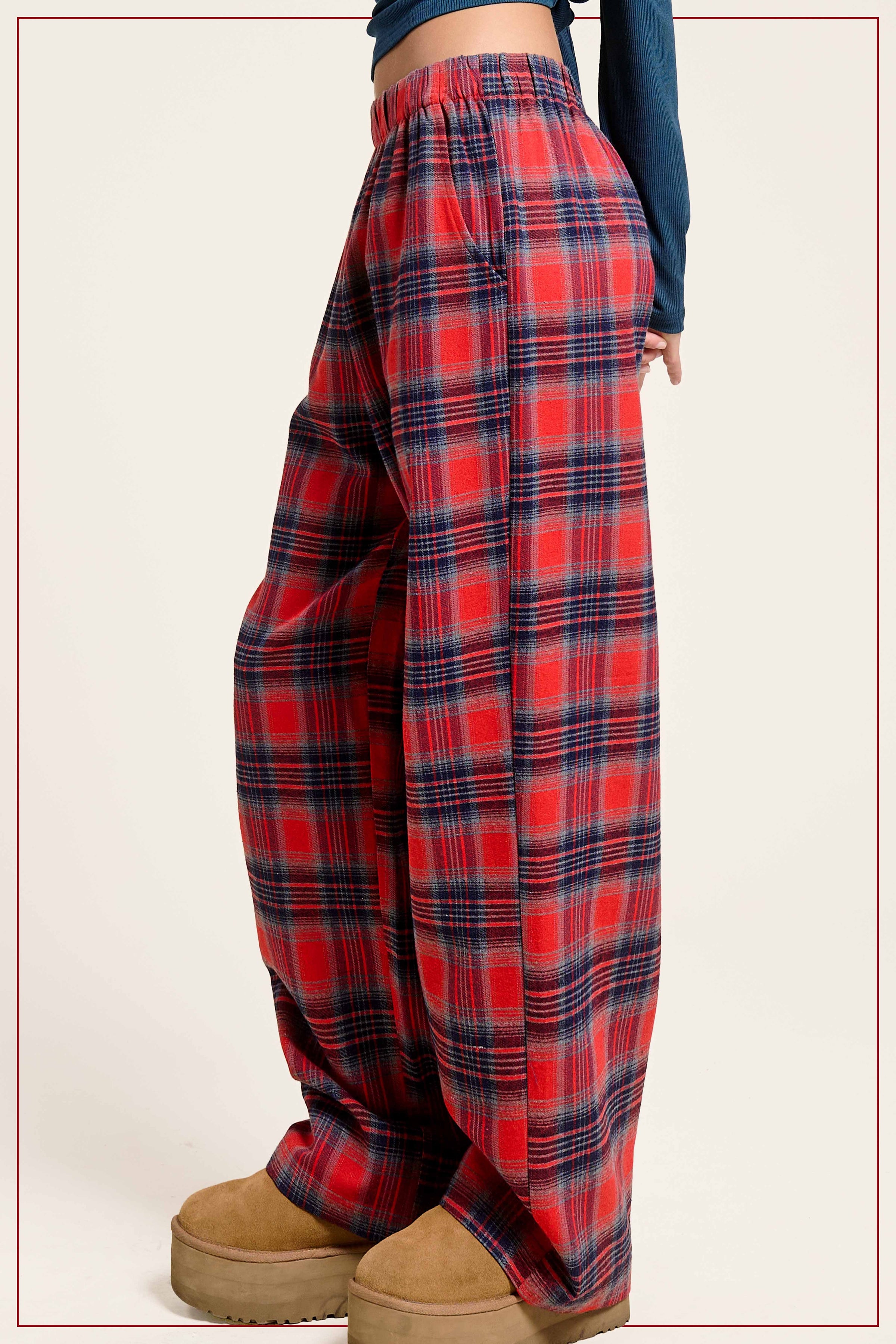 Plaid Flannel Wide Leg Lounge Checkered Pants