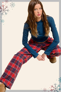 Plaid Flannel Wide Leg Lounge Checkered Pants