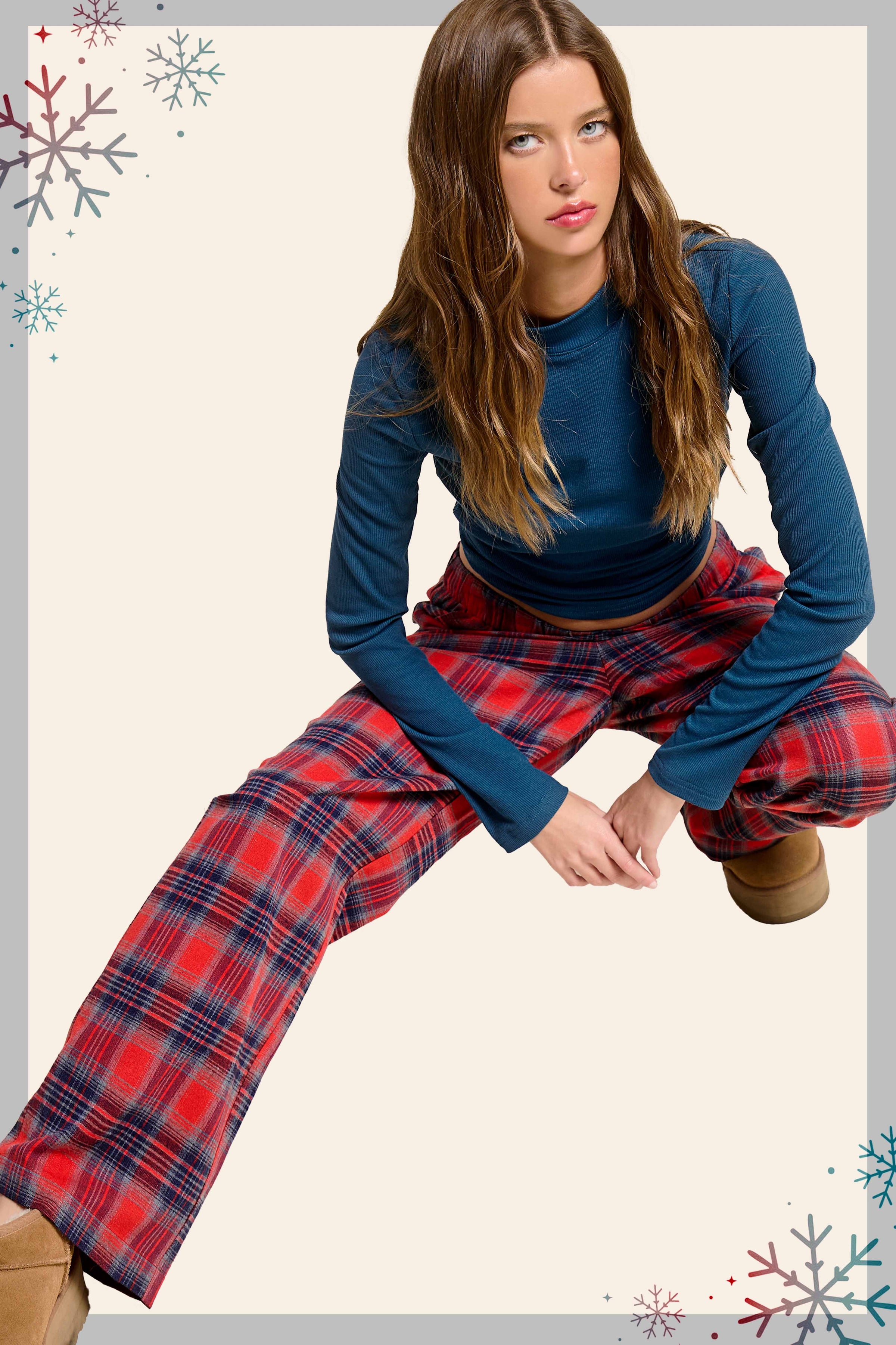 Plaid Flannel Wide Leg Lounge Checkered Pants