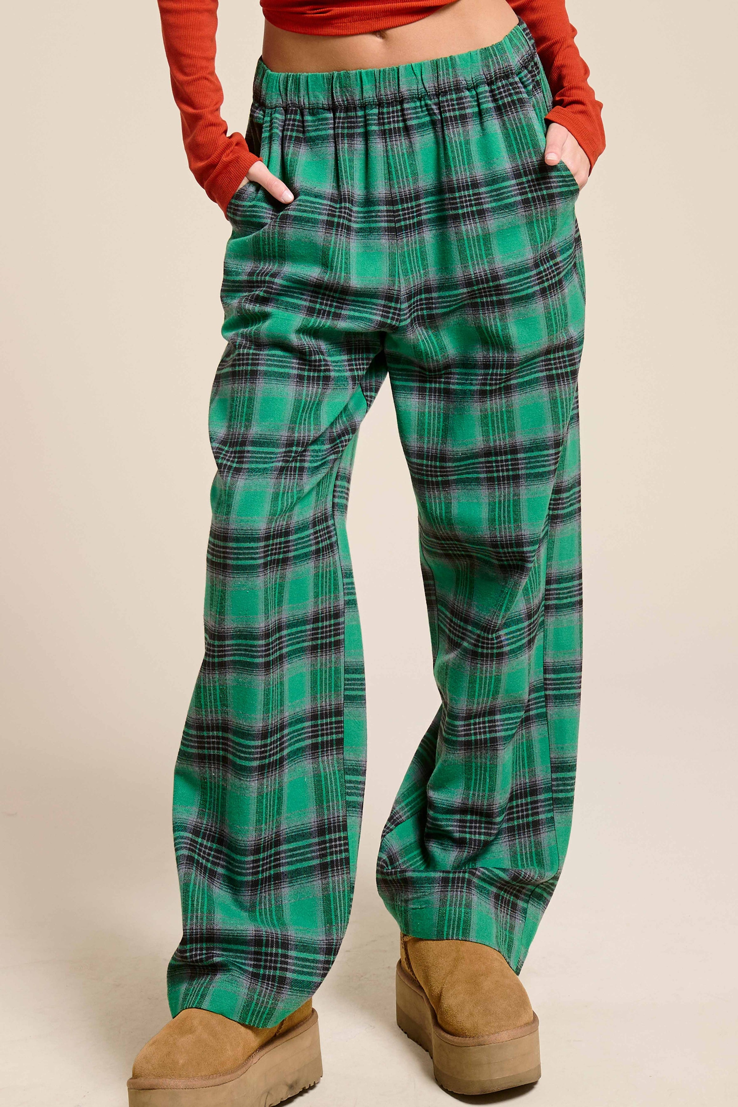 Plaid Flannel Wide Leg Lounge Checkered Pants