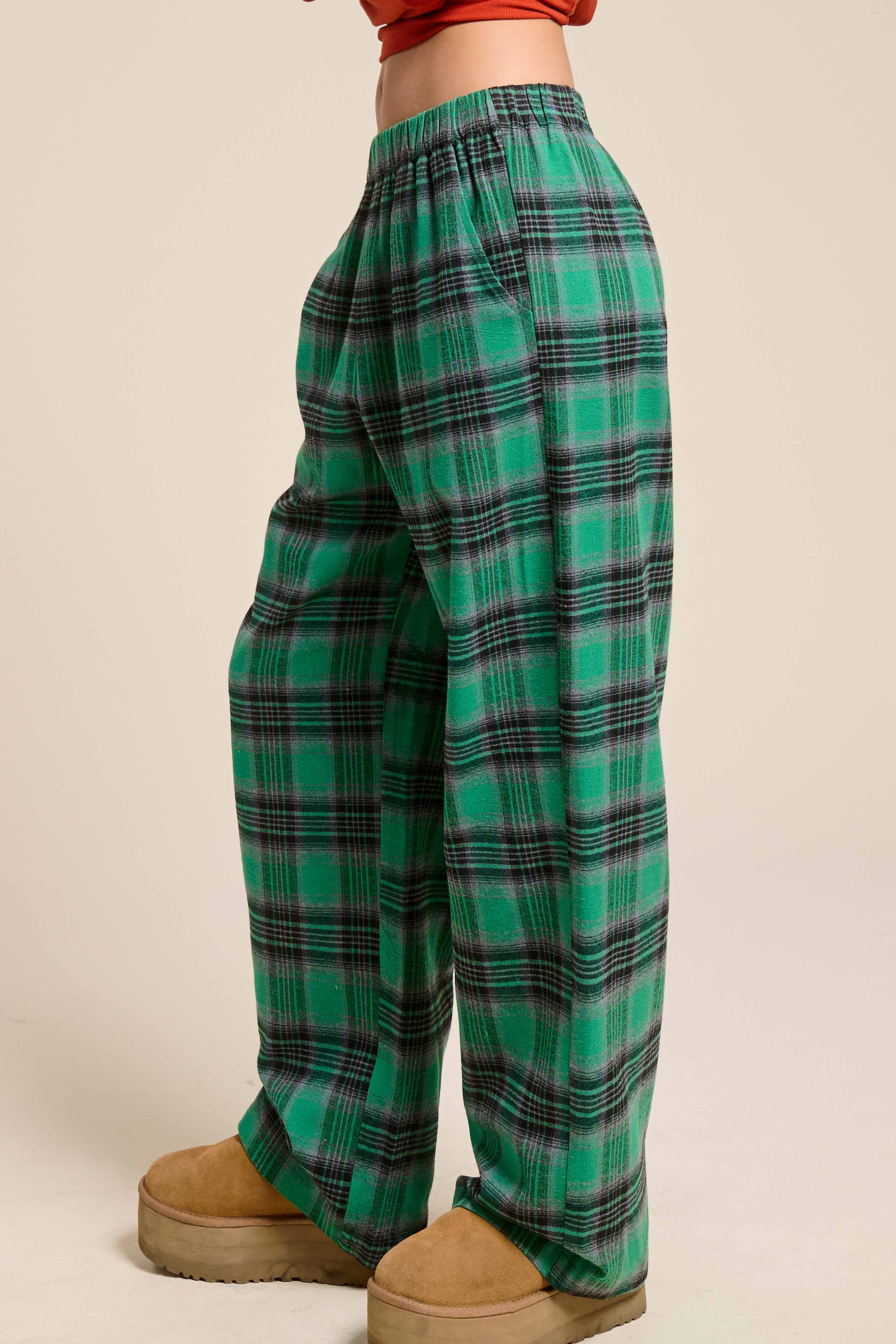 Plaid Flannel Wide Leg Lounge Checkered Pants