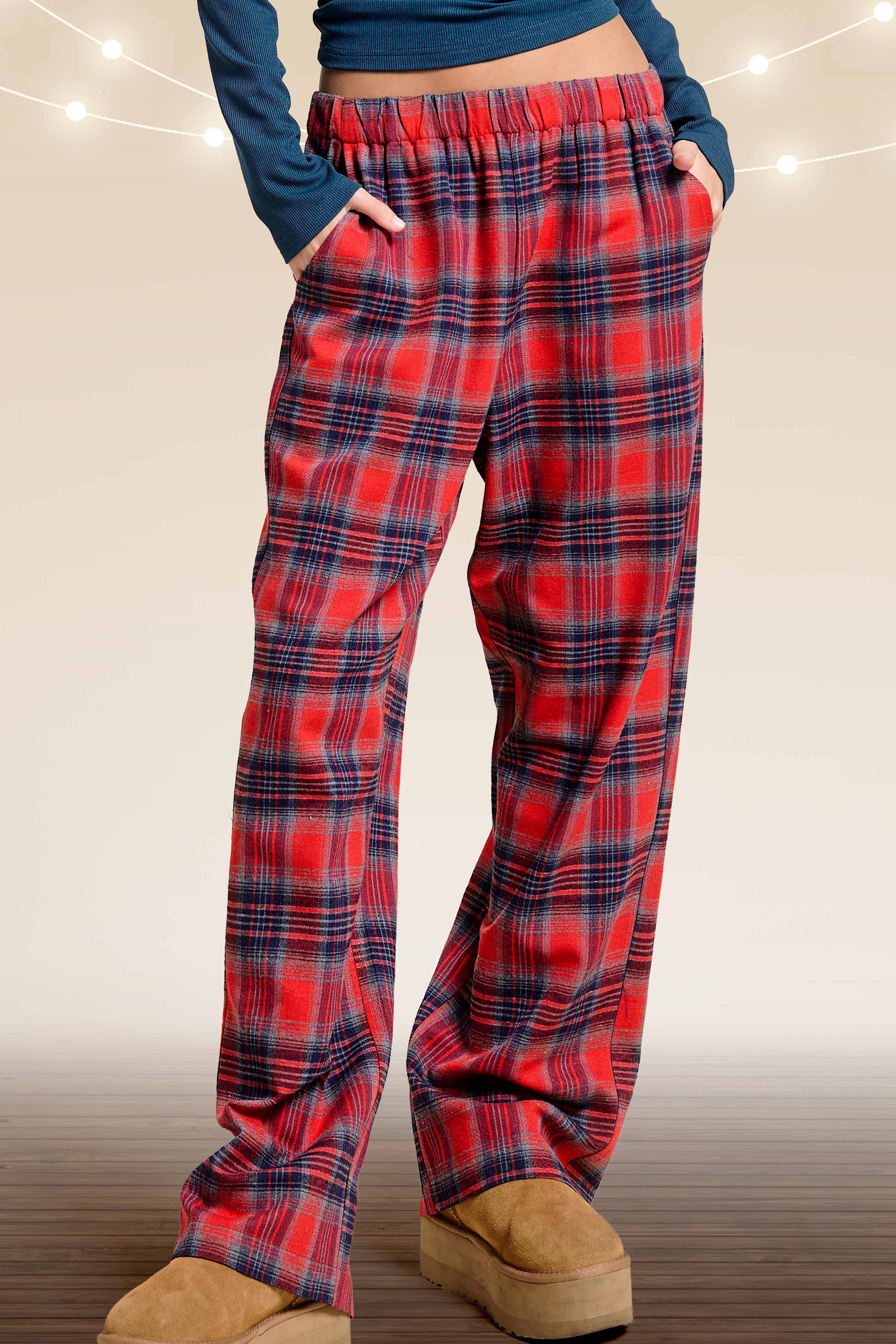 Plaid Flannel Wide Leg Lounge Checkered Pants