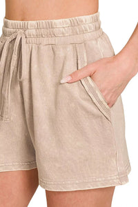 Zenana French Terry Acid Washed Relaxed Top & Shorts Set