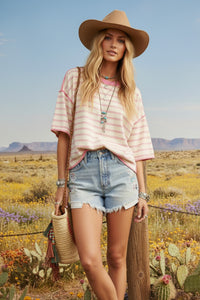 Sewn and Seen Striped Oversized Relaxed Top in Cream