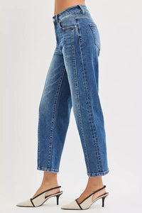 Risen High Rise Front Seam Crop Straight Jeans
